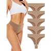 VOENXE Slip Perizoma da Donna A Vita Alta,Senza Cuciture Tanga,Mutande Invisibili Brasiliana Microfibra Intimo Mutandine, Perizomi Mutanda Invisibile,String Thong Elasticizzato Culotte,Pacco da 5