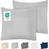 DREAMZIE Federe Cuscino Letto 60x60 (Set 2) in Microfibra con Motivo Ricamato OEKO-TEX Certificazione - Federa Cuscini Morbido Grigio