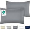 DREAMZIE Federe Cuscino Letto 40x70 (Set 2) in Microfibra con Motivo Ricamato OEKO-TEX Certificazione - Federa Cuscini Morbido Antracite