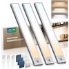 LROLTEF Luce LED Sottopensile Cucina 21CM 1500mAh 3 Temperature Colore 32 LED Sensore di Movimento per Luci - Luce Armadio Lampada Dimmerabile per Cucina Scale Soggiorno Bagno|3 Pezzi