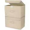 DIMJ Scatole per Armadio - Scatole Portaoggetti Contenitori con Coperchio Pieghevole, Scatola Porta Oggetti con Manici, per Armadio, Scaffali, 2 Pezzi, Beige, 38 x 25 x 25 cm