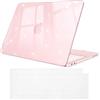 FINTIE Cover Compatibile con MacBook Neo 13 Pollici A3404 (A18 Pro Chip, 2026) - Ultra Sottile Trasparente Custodia Rigida Protettivo Guscio Rigido Case + Copritastiera, Glitter Rosa pastello