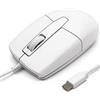 Justdfine Mouse cablato USB C silenzioso, mouse ottico di tipo C con cavo da 1,5 m, 1000 D-PI a 3 tasti, mouse ergonomico per destrorsi e mancini per PC, laptop, desktop, Mac cellulari, bianco