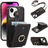 Asuwish Cover per iPhone 14 Plus con Cordino Laccio Pelle Porta Carte Anello Supporto Protettivo Protezione TPU Silicone Antiscivolo Rinforzata i-Phone 14+ i 14Plus iPhone14Plus + Custodia Case Nero