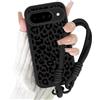 Xylota Cover con Cordino per Google Pixel 10, Estivi Aesthetic Leopardata Disegni Ragazze Custodia con Corda Bracciale Laccio Laccetto, Sottile Silicone TPU Antiurto Case per Pixel 10, Nero