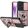 ESTH® Cover per Xiaomi Redmi 13C 5G con Custodia per Fotocamera Scorrevole e Supporto ad Anello [Custodia Paraurti Compatibile con Supporto Magnetico per Auto], Oro rosa