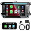 FLUXEONS Autoradio Doppio DIN con Schermo per Volkswagen, Skoda, SEAT, Wireless CarPlay e Android Auto, Display Touch Auto da 7, 4GB+64GB, Bluetooth 5GHz WiFi DAB+ FM AUX GPS