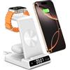 Phelinta Stazione di ricarica per Apple, caricatore wireless 3 in 1 con orologio per iPhone 15/14/13/12/11/Pro/Pro Max/Plus/SE/XR/XS/X, supporto di ricarica per Apple Watch Serie 9/8/7/6 (bianca)