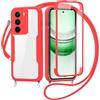 FERLAN Cover per Realme C75/C75X/Realme 14X 5G con Cordino, 360 Gradi Antiurto Custodia con Protezione Schermo Integrata Trasparente Rugged TPU Bumper Doppia Protettiva Cover per Realme C75/C75X/14X 5G-Rosso