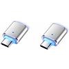 YSJJZRL Adattatore da USB C a USB, [2 Pack] Adattatore da USB C Maschio a USB 3.0, Adattatore OTG con indicatore Luminoso a LED Blu per telefoni USB-C, dispositivi con Porta di Tipo C-Argento