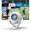 Magcubic Proiettore Portatile 4K, Android 14 con WiFi 6 e BT 5.4, Mini Videoproiettore 1080P a Forma di Pallone da Calcio, Rotazione 180°, Focale Auto, Proiettore per Home Cinema, Gaming ed Esterno