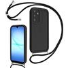 Coalbooliy Cover per Samsung Galaxy A17 con Cordino per Cellulare, Custodia Silicone con Regolabile Collana Sottile Morbida Case Protezione della fotocamera Antiurto con Necklace, Nero