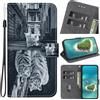 YKTO Cover per OPPO RENO 12 PRO 5G Custodia a Libro Portafoglio in Pelle con Porta Carte Magnetica Cover Flip Case Protettiva Completa Custodia per OPPO RENO 12 PRO 5G,Carino piccolo gatto specchio tigre