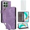IUQXU Cover per Honor X6B Libro con Pellicola Vetro Temperato [Blocco RFID] Antiurto Supporto Custodia in Pelle Portafoglio per Honor X 6B HonorX6B Viola