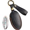 Rondrive Custodia per chiavi in pelle cucita a mano, adatta per Hyundai Tucson Santa Fe MX5 Ioniq 5N 9 EV Kona Nexo NH2 2025 2026, custodia per chiavi auto, protezione chiave 5 tasti nero