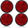 DARKGUARD 4xCatarifrangente Rotondi Rosso Ø60 mm Omologati, Rosso Catarifrangenti Autoadesiva Posteriore Rimorchio per Recinzione Cancelli Caravan Macchine （Rosso-Rotondi-Autoadesivo-4Pezzi）