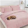 Home Tresor - Set Copripiumino Piazza e Mezza 100% Cotone - Parure Copri Piumino 200x200 e Federa 52x82 cm - Sacco Piumone Letto Certificato Oeko-Tex Fresco e Traspirante Tinta Unita, Rosa