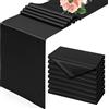 Showgeous Confezione da 8 runner da tavola in raso nero, 30 x 183 cm, in seta liscia, per tavolo da pranzo, matrimoni, feste, banchetti, eventi, lauree, fidanzamenti e casa