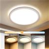 da LIGHT Lampada da soffitto a LED piatta, 18 W, 2000 lumen, 22 cm, IP54, impermeabile, pannello LED rotondo, 3000/4000/6000 K, 3 CCT, regolabile, per cucina, corridoio, soggiorno, camera da letto