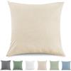 TOCOMOA Set di 2 federe per cuscini 45x45 cm - 100% Cotone lavato certificato Oeko-TEX, aspetto lino e traspirante, federa per cuscino color sabbia con cerniera