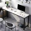 ZDFTGKM Scrivania moderna stretta per ufficio domestico, scrivania in legno pregiato, scrivania rettangolare per computer da lavoro, senza sedie (base nera, piano in noce chiaro, 47 L x 16 P x 29 A)