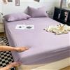 Stfery Set Di Lenzuola E Federe 220x200 Completo Lenzuola Super King Size 3 Pezzi in Cotone Lavato, Tinta Unita, Viola