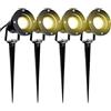 Herrselsam Illuminazione da giardino a LED, 4 W, GU10, luce bianca calda, 3000 K, con picchetto, faretto da giardino con spina e cavo da 1,3 m, IP65, impermeabile, per esterni, giardino (4 pezzi)