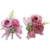 Rikyo Set di 2 bouquet da polso con fiori artificiali da 7,6 cm, bouquet da polso con garofano e rose artificiali da uomo, set di fiori di seta per matrimoni, accessori per abiti da ballo (viola)