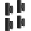 CALEX Applique Turin, per esterni & interni, 2x GU10, forma cilindrica, Up & Downlight, impermeabile, senza lampadina, Nero, 4-Pack