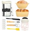 Lrocotanc Set Panificazione con Cestini Lievitazione in Silicone Rotondo & Ovale, Barattolo in Vetro Graduato, Taglia Pasta, Spatola, Accessori per Fare il Pane e Fermentazione