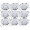 Oktaplex lighting Sedan Set di 9 faretti a incasso a LED - con modulo LED da 4,8 W 3000K 230V 380lm bianco caldo 110° - Spot Bianco, misura del foro 60-70 mm