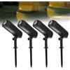 PORFOYO Faretto da giardino a energia solare, 4 pezzi, per esterni, giardino, luce solare per esterni, faretto a LED solare, IP65, impermeabile, Dusk to Dawn, lampade solari per cortile, giardino, alberi
