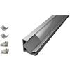 Pianeta Led PROFILI IN ALLUMINIO 45° 6063 TL1919 IN BARRE DA 2 MT PER STRISCE A LED CON COVER OPACA O TRASPARENTE E TAPPI E GANCI DI MONTAGGIO INCLUSI (3 BARRE DA 2 MT, COVER TRASPARENTE)