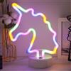 JEMESI Neon unicorno, LED notturno, batteria/USB, luci al neon per camera da letto, luci nott. per feste, matrimoni, compleanni