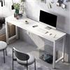 ZDFTGKM Scrivania Moderna Stretta per Ufficio Domestico, scrivania in Legno pregiato, scrivania Rettangolare per Computer da Lavoro, Senza sedie (Base Bianca, Piano Bianco, 55 L x 15,7 P x 29 A)