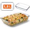 KADAX pirofila rettangolare in vetro resistente al calore, pirofile per cottura a gas lavabili in lavastoviglie, stoviglie per arrostire, pirofila in vetro per lasagne, torte (Trasparente 1,5L) …
