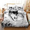 CIUNVXD Copripiumino a tema lupo 3D, set di biancheria da letto con motivo animale realistico 3D, biancheria da letto con stampa a motivo lupo per ragazzi, ragazze e bambin(A, 135 x 200 cm)