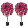 LIFEZEAL Set di 2 alberi artificiali bouganville 130 cm, pianta finta in vaso con fiori vivi, fogliame realistico, rami regolabili, base cemento stabile, decorazione per interni ed esterni, balcone