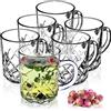 KADAX Tazze da Tè in Vetro Trasparente per Bevande Calde e Fredde, Bicchieri da Caffè con Manico e Base Stabile, Tazzine per Tisane (Set di 6, 230 ml)