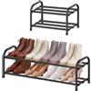 MIKVOYO Scarpiera Bassa Piccola 2 Livelli, Salvaspazio Slim Estensibile Moderna in Metallo Nero, Ideale per Armadi Interno, Spazi Stretti, Ingresso, Camera dei Bambini, Esterno