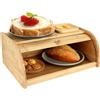 LDXDRU Contenitore per il pane in legno di bambù, 40 x 27 x 16,5 cm, contenitore per il pane in legno con coperchio arrotolabile, contenitore per pane sul piano di lavoro, portapane da cucina
