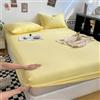Stfery Completo Lenzuola E Federe Lettino 220x200 Completo Lenzuola Super King Size 3 Pezzi in Cotone Lavato, Tinta Unita, Giallo Chiaro