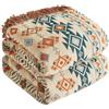 SE SOFTEXLY Coperta Boho 100% Cotone - Copriletto Boho in mussola double face 200x230cm, coperta patchwork, accogliente coperta per divano e copriletto, Beige/Brown