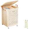MAGIC SELECT Cesto Porta Biancheria Pieghevole con Ruote e Coperchio, Grande Cesto per Bucato con Maniglie, Ideale per Bagno, Camera e Lavanderia. (56x37x36 cm)