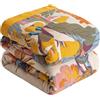 SE SOFTEXLY Coperta Boho 100% Cotone - Copriletto Boho in mussola double face 150x200cm, coperta patchwork, accogliente coperta per divano e copriletto, arancione/verde