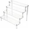 QWORK® Espositore Acrilico a 4 Livelli in Acrilico Spesso 4 mm, 30x25x20cm, per Personaggi Profumi Gioielli Cupcakes