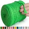 MeriWoolArt® Corda di Cotone 4mm 225m Corda Macramè Naturale, Filato Morbido per Tessuto da Parete, Macrame Fatto A Mano Parete Appeso Boho, Piume Macramè Acchiappasogni, Decorazione Macramè Fai Da Te