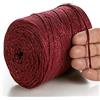 MeriWoolArt® Corda di Cotone Macramè per Creazione di Gioielli, Artigianato, Braccialetti di Corda Colori - 225m Corda Macramè 2 mm Lurex - Filato Macramè Colorato - Cavo Metallico