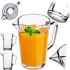 KADAX 2 brocche da 1 l, in vetro resistente, brocca per acqua con beccuccio e manico maneggevole, caraffa in vetro per bevande fredde, succhi di frutta, latte, tè freddo, trasparente (Tim)