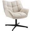 WOLTU Poltrona Relax Girevole con Struttura in Metallo, Seduta Ampia e Imbottita, Poltrona per Camera da Letto e Soggiorno, Tessuto Lino, Beige